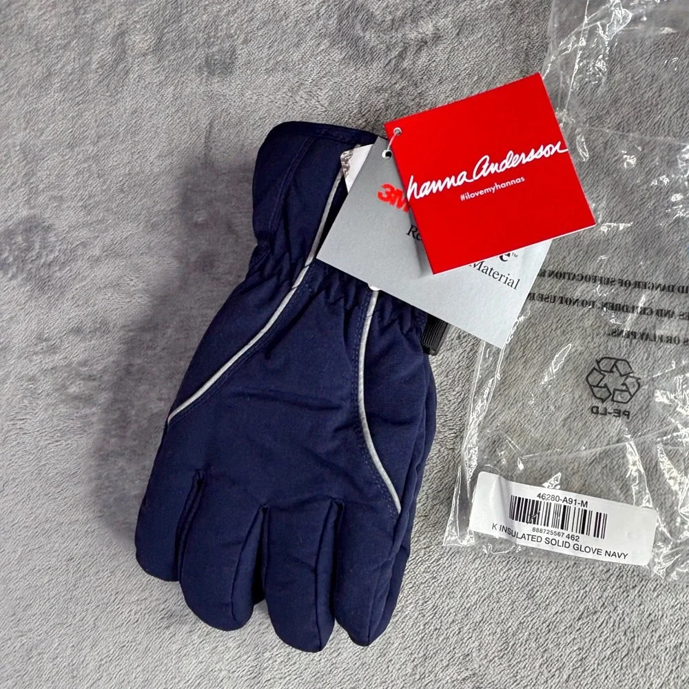 Hanna Andersson Insulated Gloves Kids Size M Navy Blue 3M Reflective 46280-A91-M